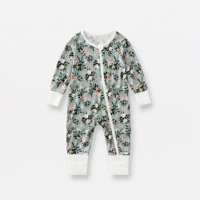 Long Sleeve Bamboo Fiber Baby Zippered Romper