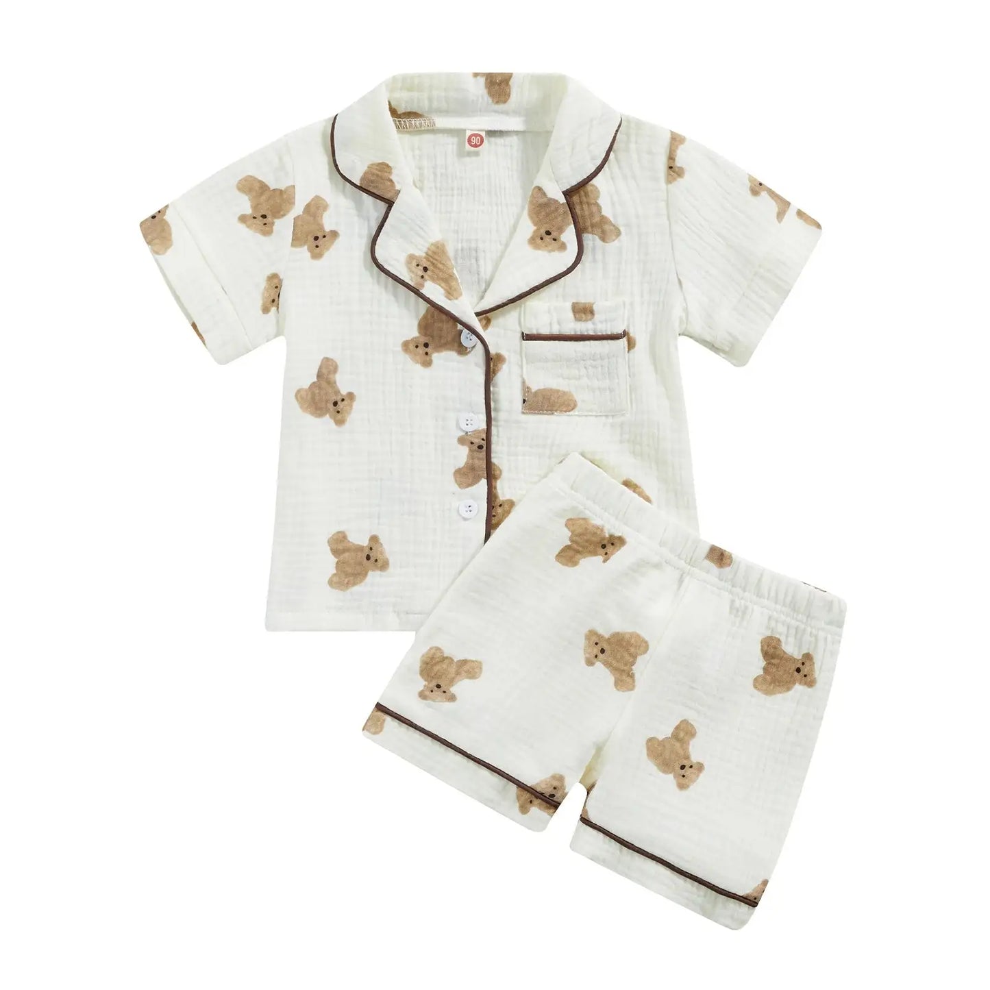 Cartoon Bear Print Pajama Set