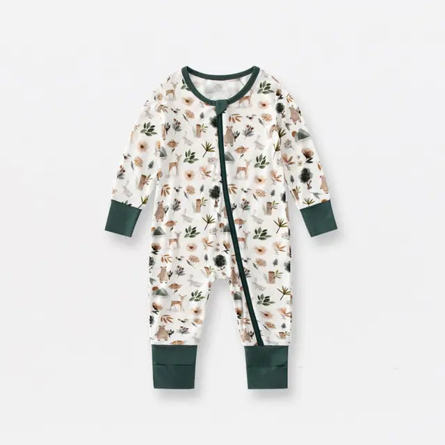 Long Sleeve Bamboo Fiber Baby Zippered Romper