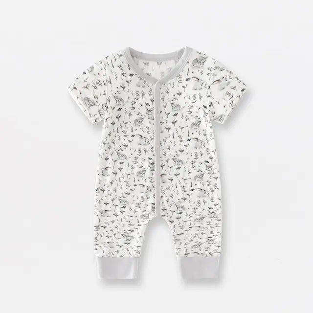 Short Sleeve Bamboo Fiber Baby Zippered Romper