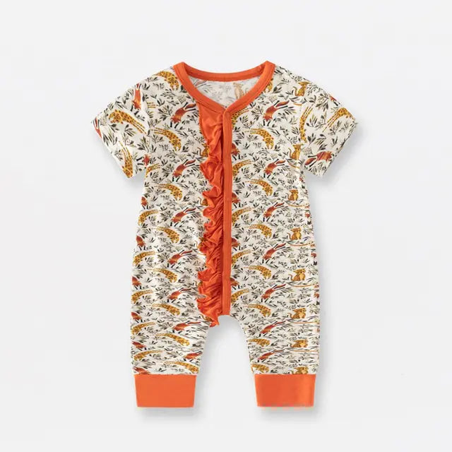 Short Sleeve Bamboo Fiber Baby Zippered Romper
