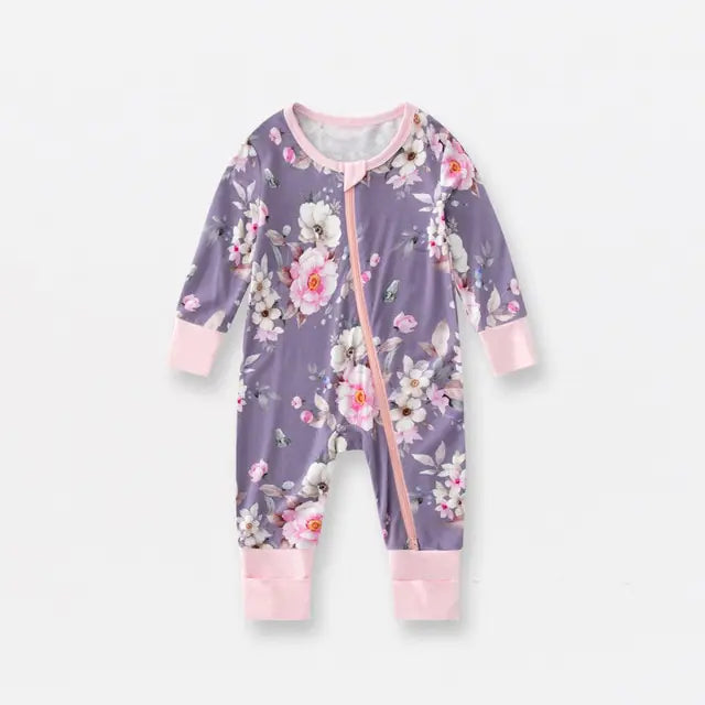 Long Sleeve Bamboo Fiber Baby Zippered Romper