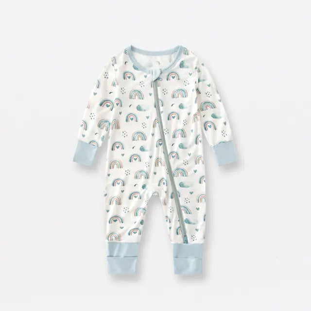 Long Sleeve Bamboo Fiber Baby Zippered Romper