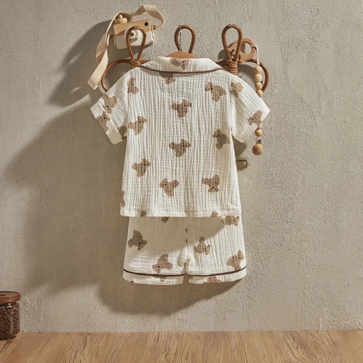 Cartoon Bear Print Pajama Set