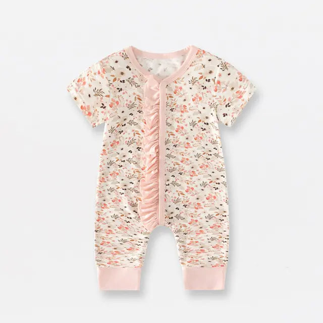 Short Sleeve Bamboo Fiber Baby Zippered Romper