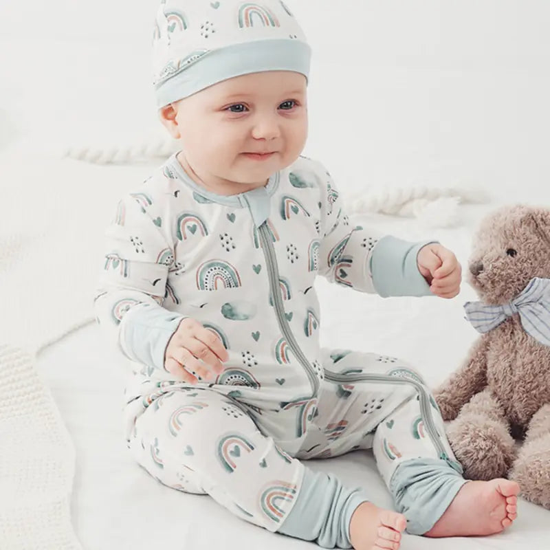 Long Sleeve Bamboo Fiber Baby Zippered Romper
