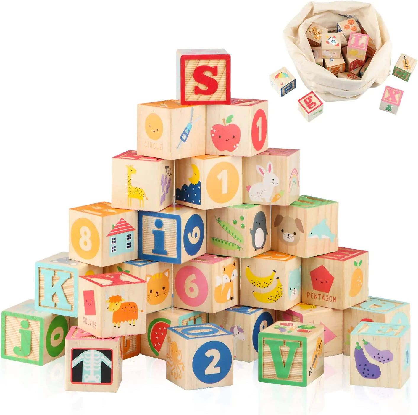 Montessori Wooden ABC Building Blocks