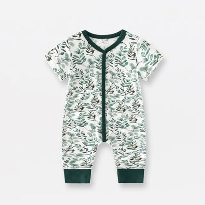 Short Sleeve Bamboo Fiber Baby Zippered Romper