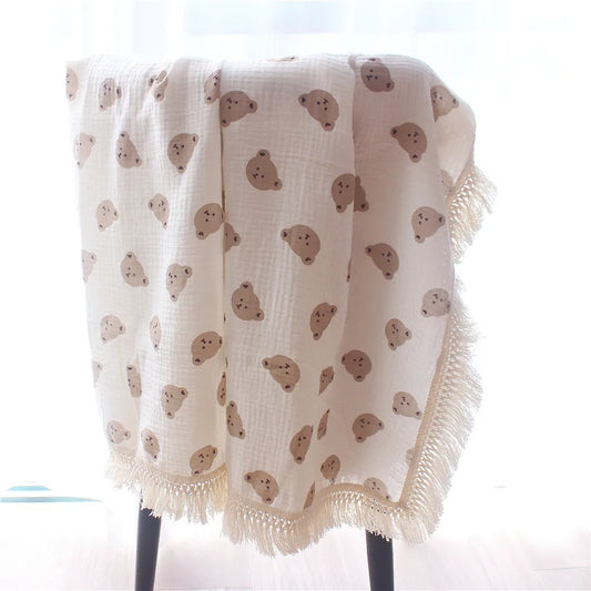 Organic Muslin Cotton Teddy Bear Baby Blanket